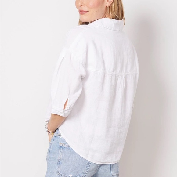 Evereve Kut from the Kloth Zuma Drop Shoulder Button Down Blue White XL - Picture 13 of 15